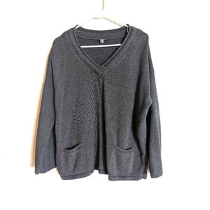 J. Jill Oversized Charcoal V-Neck Sweater